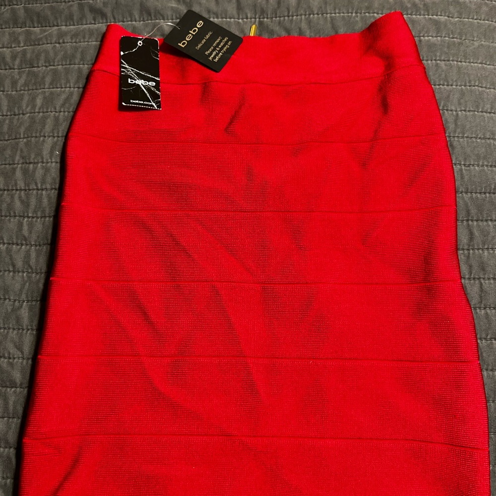 Bebe Vibrant Red Pencil Skirt